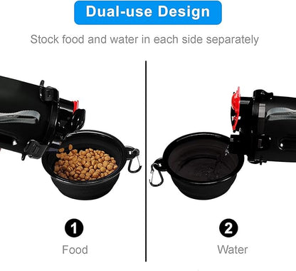 Dog Travel Water Bottle Collapsible Bowls, 2 in 1 Pet Food Container - Image 3