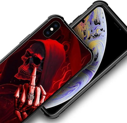 for iPhone Xs Max Case, Gestures Funny Skull Pattern Graphic Design Girl Boy - Image 3