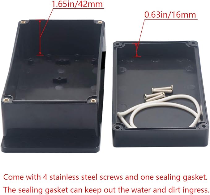 2 Pack Project Box IP65 Waterproof Junction Box ABS Plastic Black Electrical - Image 4