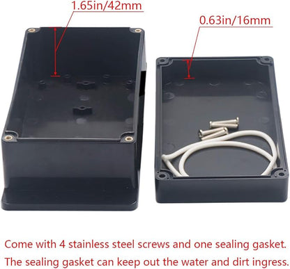 2 Pack Project Box IP65 Waterproof Junction Box ABS Plastic Black Electrical - Image 4