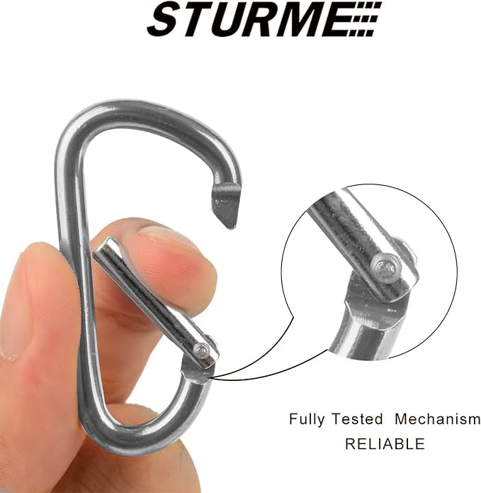 STURME 2" Aluminum D Ring Carabiners Clip D Shape Spring Loaded Gate Small - Image 3