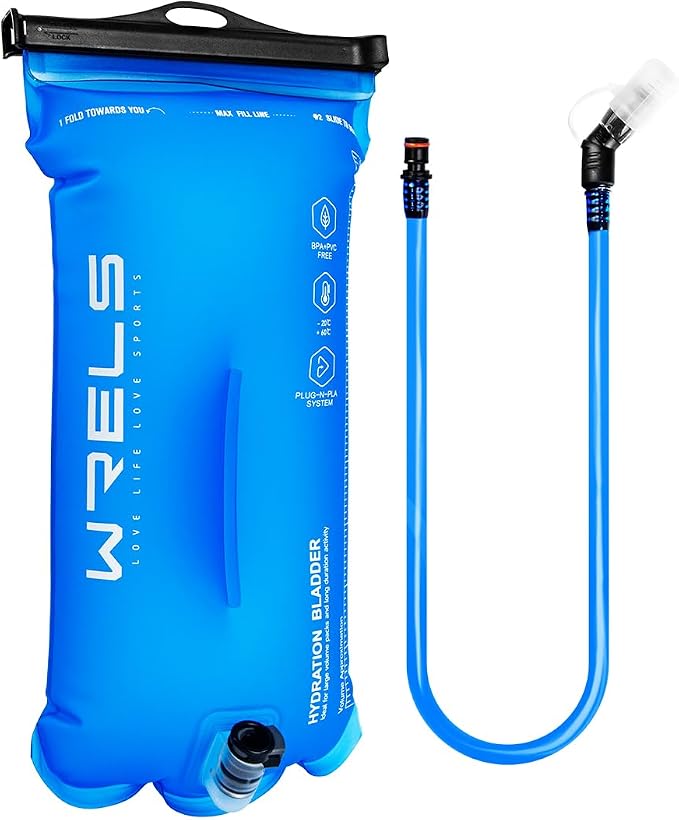 WRELS 1L/1.5L/2L/3L BPA Free Hydration Bladder, Leakproof TPU Water Bladder by WRELS