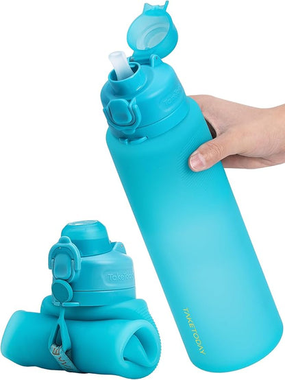 TakeToday Collapsible Water Bottles 32oz, Foldable Travel Bottle, TSA-Approved by TAKETODAY