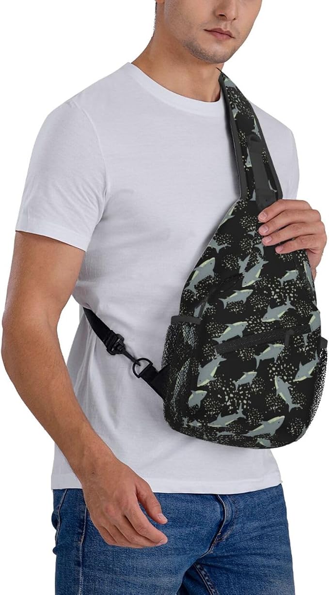 Sea Shark Sling Bag For Women Men Cute Shark Pattern Backpack Crossbody - Image 8