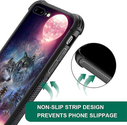 for iPhone 7 Plus/8 Plus Case, Star Two Wolfs Howling Pattern Graphic Design - Image 2