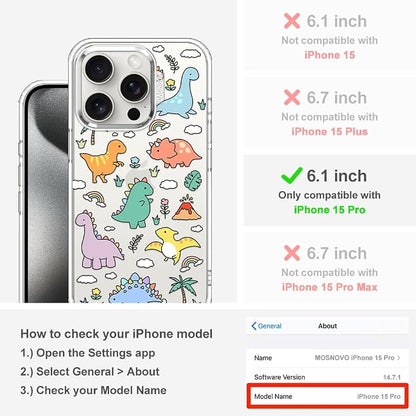 MOSNOVO for iPhone 15 Pro Case | Military Grade 6.6ft Drop Tested | Clear - Image 2
