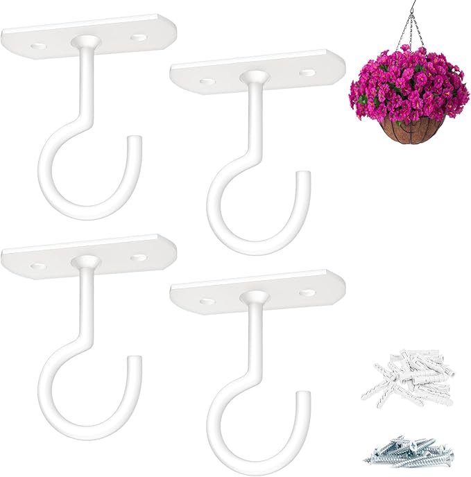 2.5in Ceiling Hooks for Hanging Plants 4Pack by QualityEfficiency