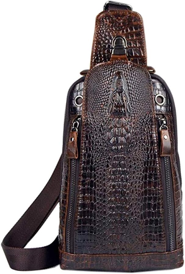 Hebetag Crocodile Genuine Leather Sling Chest Bag by Hebetag