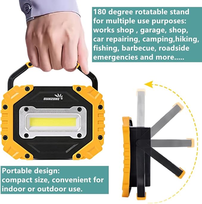 Sunzone Portable LED Work Light, AA Battery Powered Flood Lights, Super Bright - Image 3