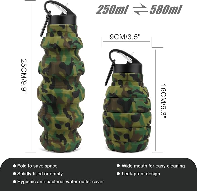QiCheng&LYS Collapsible Water Bottle Sports Bottle 19.5OZ/580ml Travel Water - Image 7