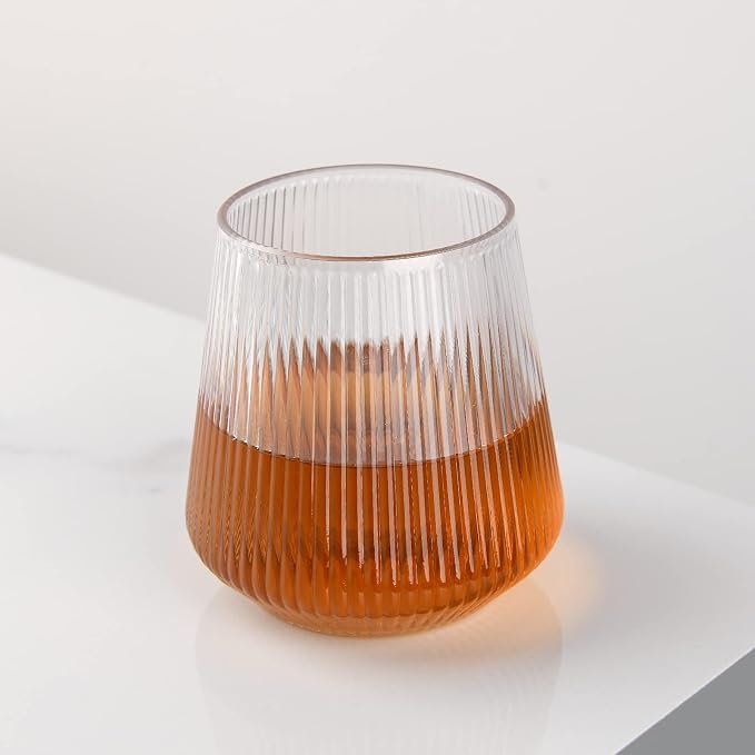 hotder Stemless Wine Glasses Set of 4, 12 oz Tritan Unbreakable, Vertical Design - Image 9