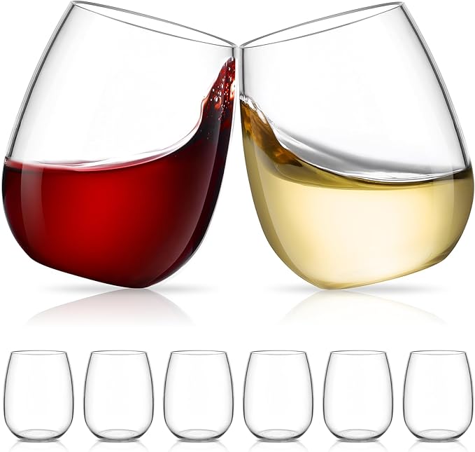 6 Pack Unbreakable Tritan Plastic Wine Glasses, 16 oz Reusable Stemless Wine by Hlukana
