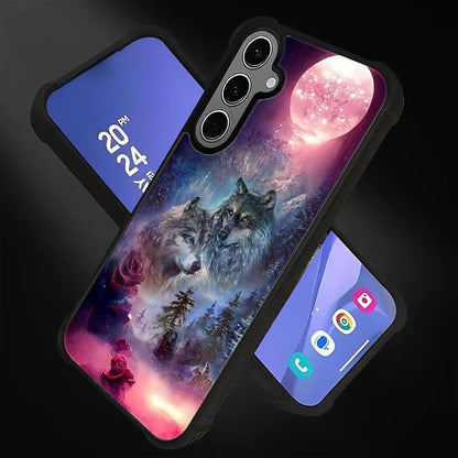 for Samsung Galaxy S24 S25 Plus Case, Star Two Wolfs Howling Pattern Graphic - Image 2