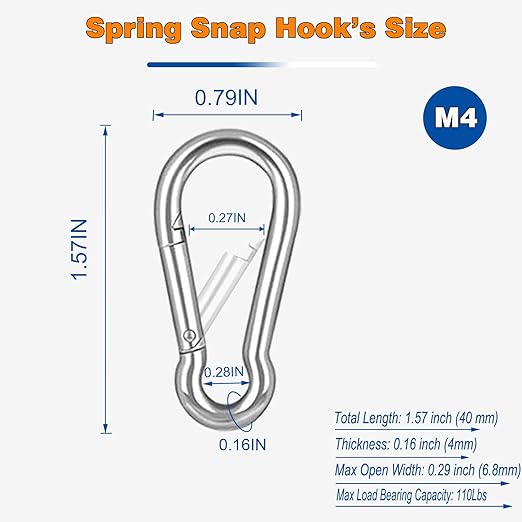 20PCS M4 Heavy Duty Carabiner Clip, 1.57Inch Snap Hook Quick Link Small - Image 2