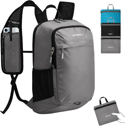 WATERFLY Packable Lightweight Small Backpack: 15L Foldable Mini Hiking Daypack by Waterfly