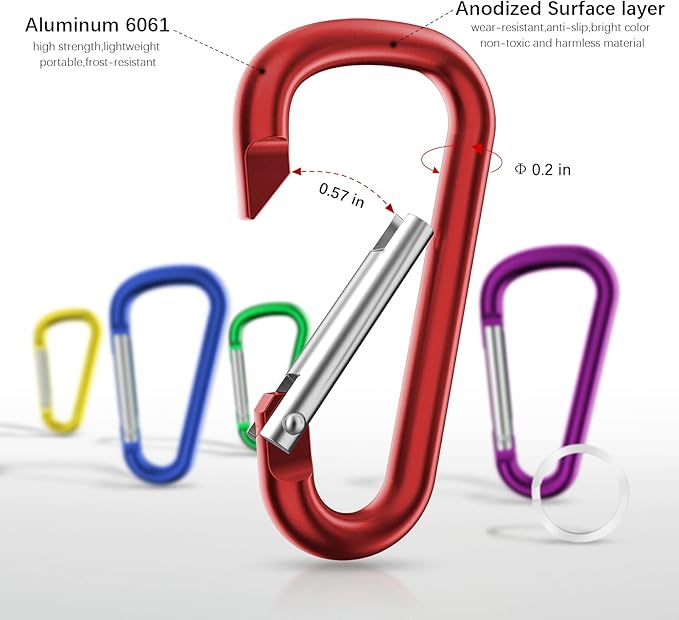 sprookber 2.28" Small Carabiner Clip Keychain, D Ring Caribeaner Clip, Key Clip - Image 3