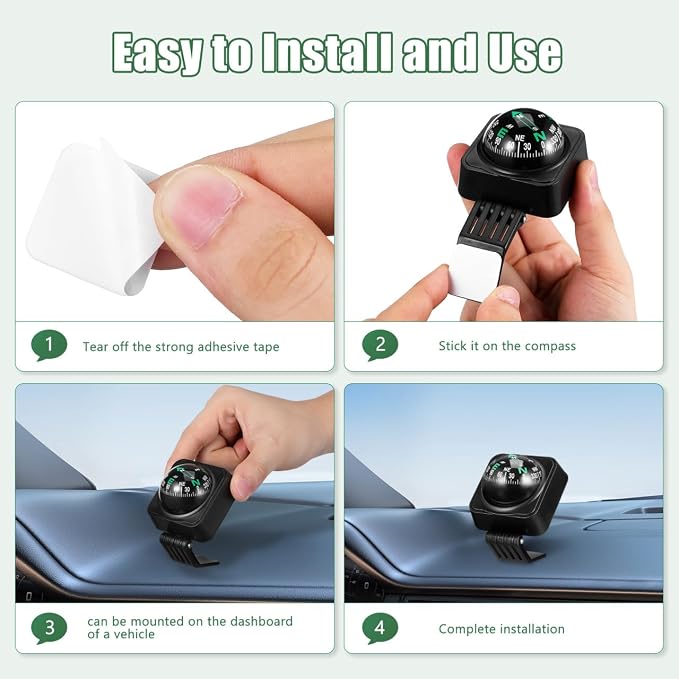 SOLUSTRE Car Dashboard Compass Ball Portable Auto Compass - Image 5