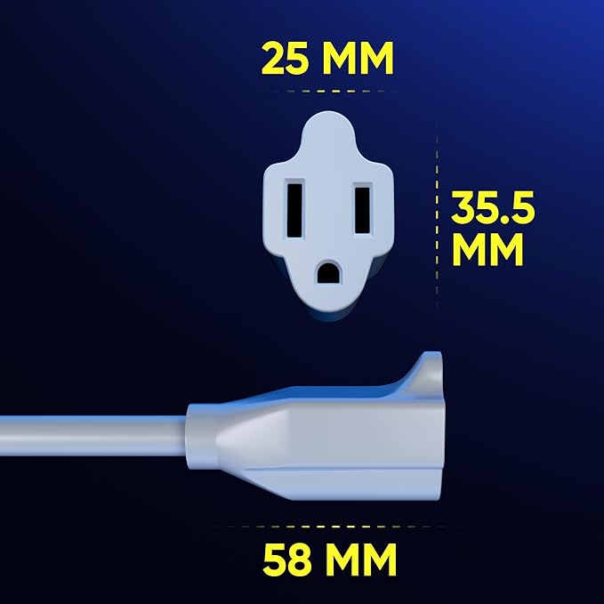 Maximm Extension Cord 30 Foot White Flat Plug, 360° Rotating Short Power Cord - Image 3