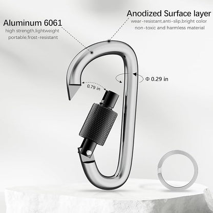 sprookber 3" Locking Carabiners | Keychain Carbineers D Ring Key Clip Spring - Image 4