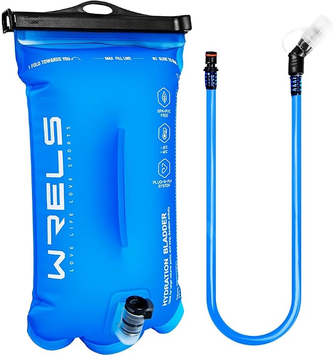 WRELS 1L/1.5L/2L/3L BPA Free Hydration Bladder, Leakproof TPU Water Bladder by WRELS
