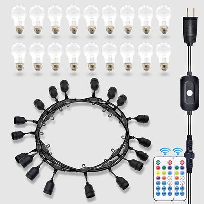 48FT Outdoor RGB String Lights, 16 Shatterproof Edison Bulbs, Dimmable Color - Image 8