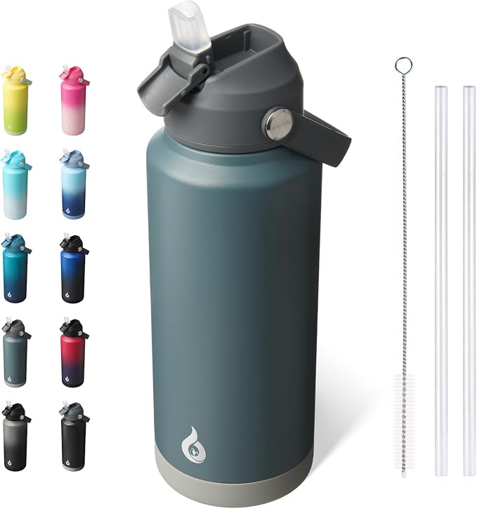 BJPKPK Water Bottle with Straw Lid, 32oz Vacuum Insulated Water Bottles by BJPKPK