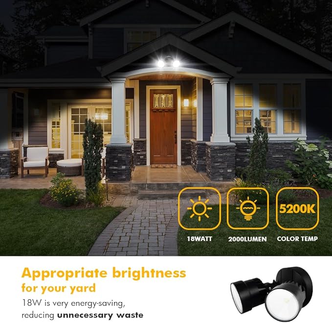 LUTEC 2 Packs P6221B 2000 Lumen 18 Watt 28 LED Dual-Head Flood Light Outdoor - Image 2