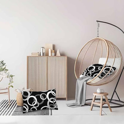 Abstract Geometric Circle 12 X 20 Pillow Covers Black White Decor Artwork Set - Image 8