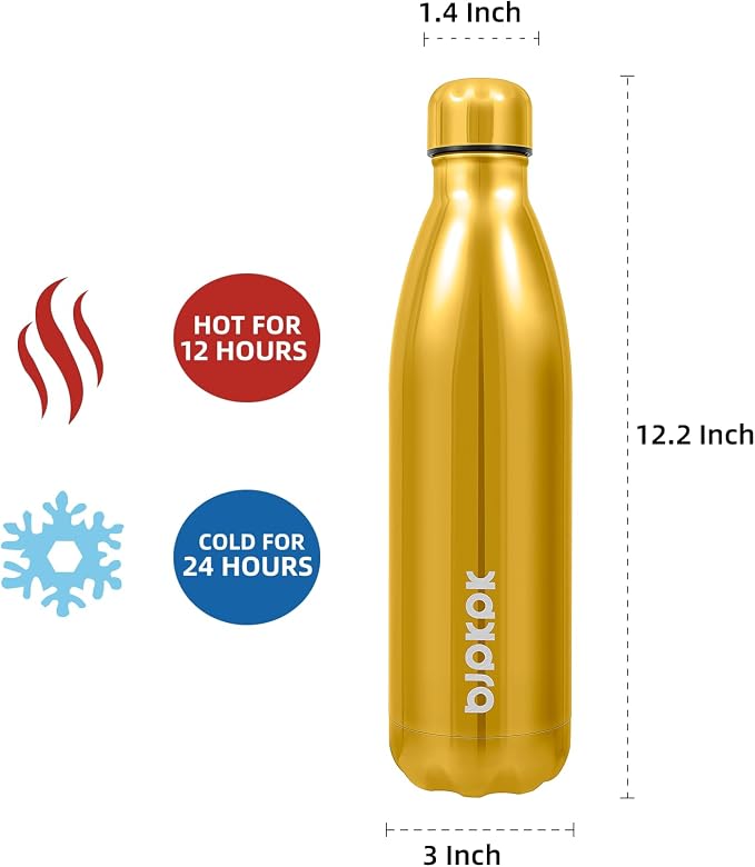 BJPKPK 25oz Insulated Stainless Steel Water Bottle BPA Free, Shining Gold - Image 4