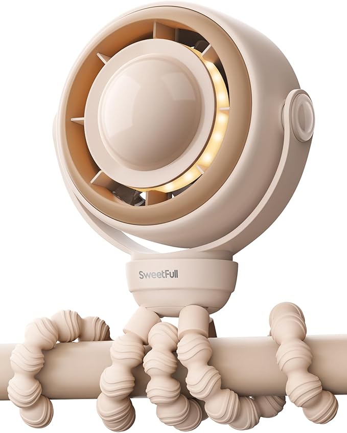 SWEETFULL Baby Stroller Fan - 4000mAh Rechargeable 4-Speed Quiet by SweetFull%C2%AE
