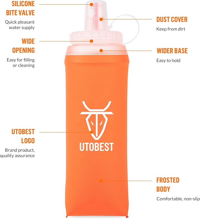 UTOBEST Soft Flask Collapsible Running Water Bottle, Flexible TPU Folding - Image 4