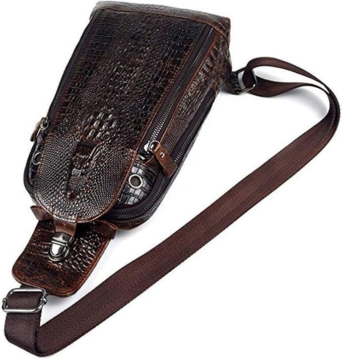 Hebetag Crocodile Genuine Leather Sling Chest Bag - Image 4