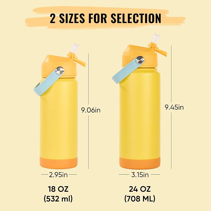 Fijinhom 18oz Insulated Stainless Steel Water Bottle, Wide Mouth Double Wall - Image 2