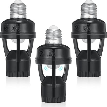 Hortsun 3 Pcs Motion Sensor Light Socket Smart Screw in Light Bulb Outlet by Hortsun
