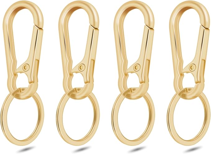 4Pack Small Keychain Rings, Metal Key Carabiner Clip, Mini EDC Key Ring Chain by CooBigo