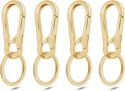4Pack Small Keychain Rings, Metal Key Carabiner Clip, Mini EDC Key Ring Chain by CooBigo