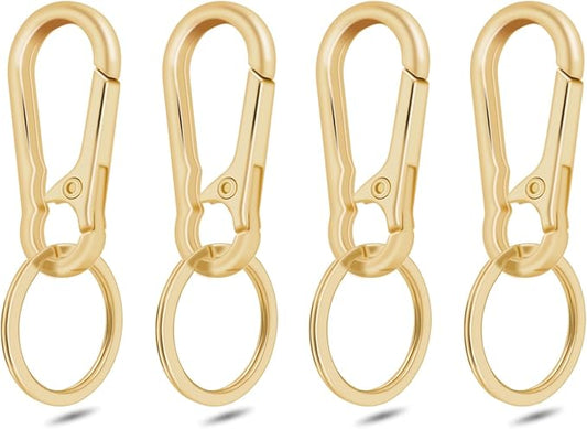 4Pack Small Keychain Rings, Metal Key Carabiner Clip, Mini EDC Key Ring Chain by CooBigo
