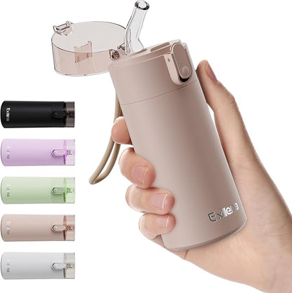 5oz Small Water Bottles with Straw, Mini Water Bottle with One-Hand Open Design by Exllena
