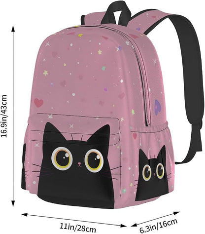 cfpolar 17 Inch Backpack Cute Cartoon Cats Laptop Bag Shoulder Bag School - Image 2