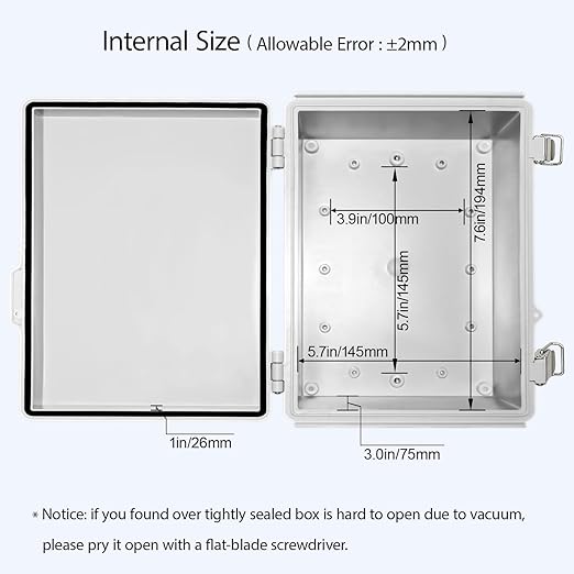LeMotech Electrical Box, IP67 Waterproof Hinged Cover Stainless Steel Latch - Image 5