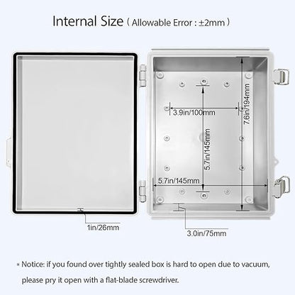 LeMotech Electrical Box, IP67 Waterproof Hinged Cover Stainless Steel Latch - Image 5