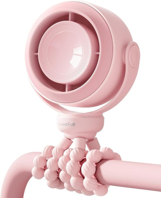 SWEETFULL Portable Stroller Fan, Pinch-Proof Baby Fan, 10H Battery, 5-Speed by SweetFull%C2%AE