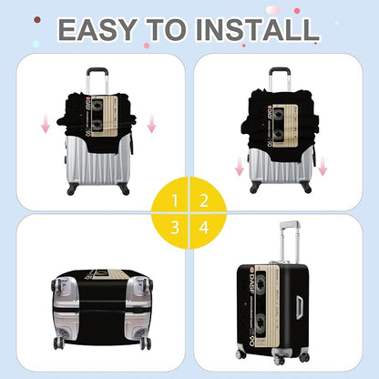 ANNA QUEEN Retro Cassette Tape Luggage Cover, Vintage Music Design Suitcase - Image 6