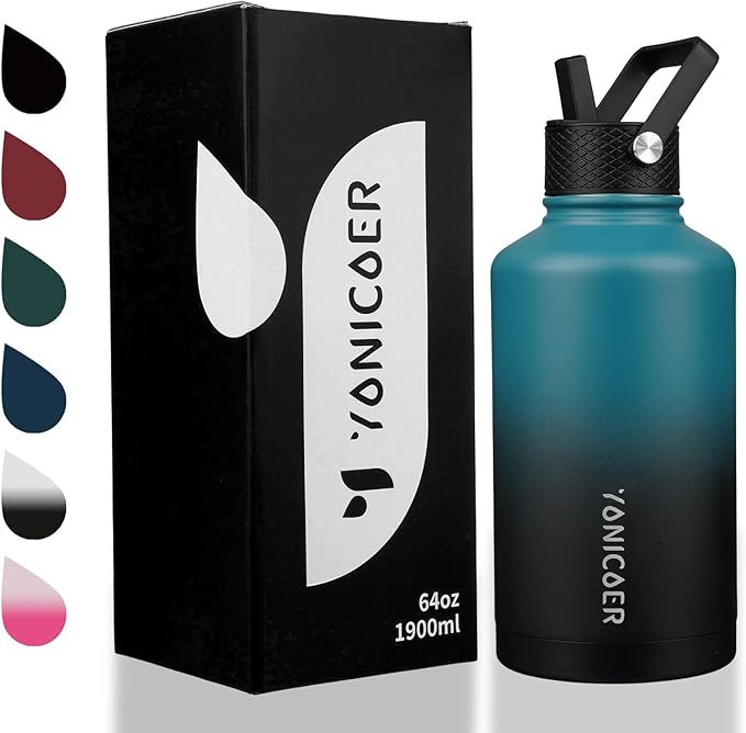 Insulated Water Bottle 64oz, Triple Wall Vacuum Stainless Steel, Leak Proof & - Image 7