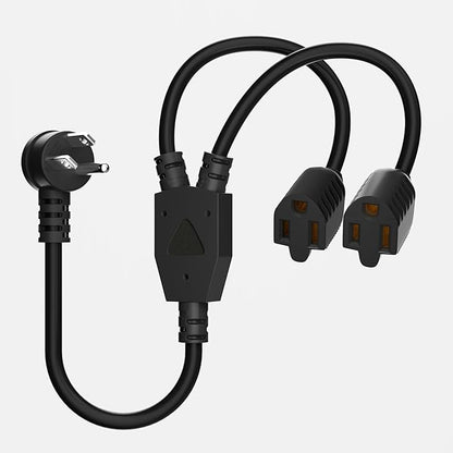 Elecan 3-Prong Y Splitter Power Extension Cord 1 FT, 45-Degree Angled Flat Plug by Elecan