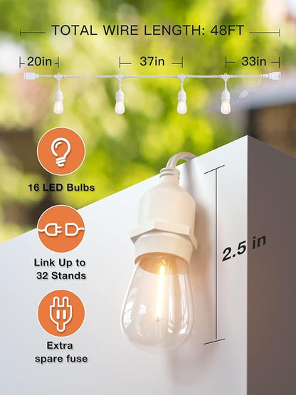addlon 96FT LED Outdoor String Lights, Dimmable Edison Vintage Shatterproof - Image 5