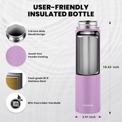 RAYMYLO Insulated Water Bottle 24oz, Triple Wall Vacuum Stainless Steel - Image 5