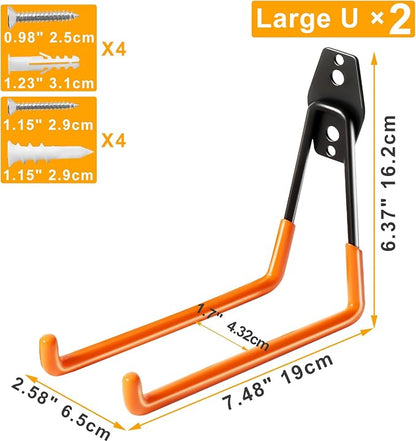 KURUI Heavy Duty Garage Hooks for Hanging, 2 Pack Metal Garage Organization - Image 2