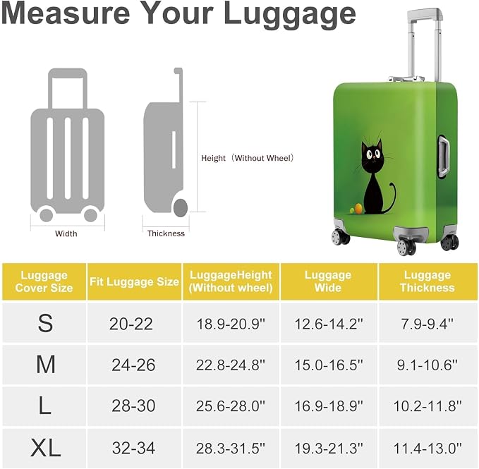 ANNA QUEEN Cute Black Cat Luggage Cover, Minimal Cartoon Suitcase Cover - Image 4