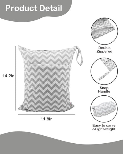 ALVABABY 2pcs Cloth Diaper Wet Dry Bags Waterproof Reusable - Image 3